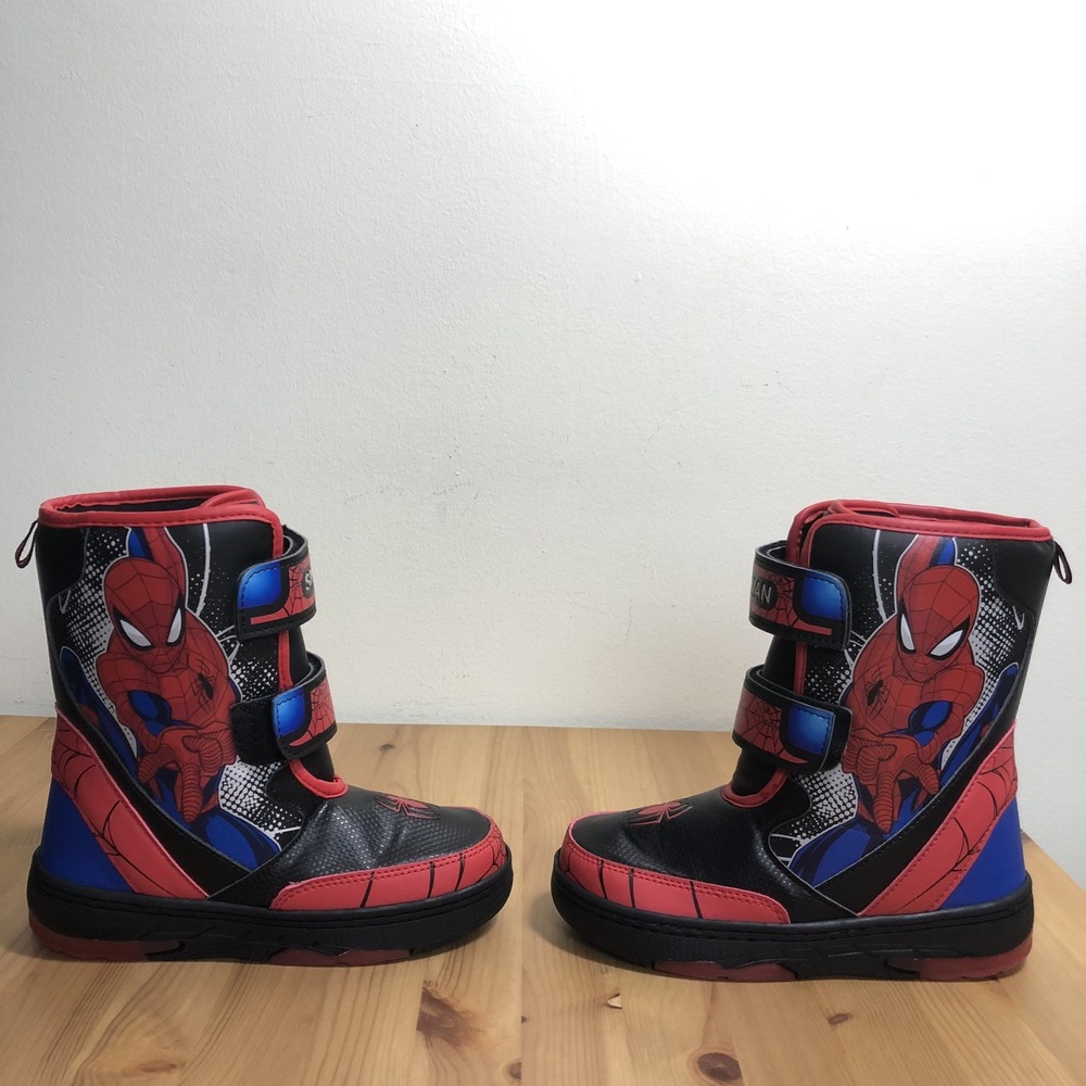 Marvel Spider-Man Snow Light-up Boots Toddler Size 1 Black Red Blue